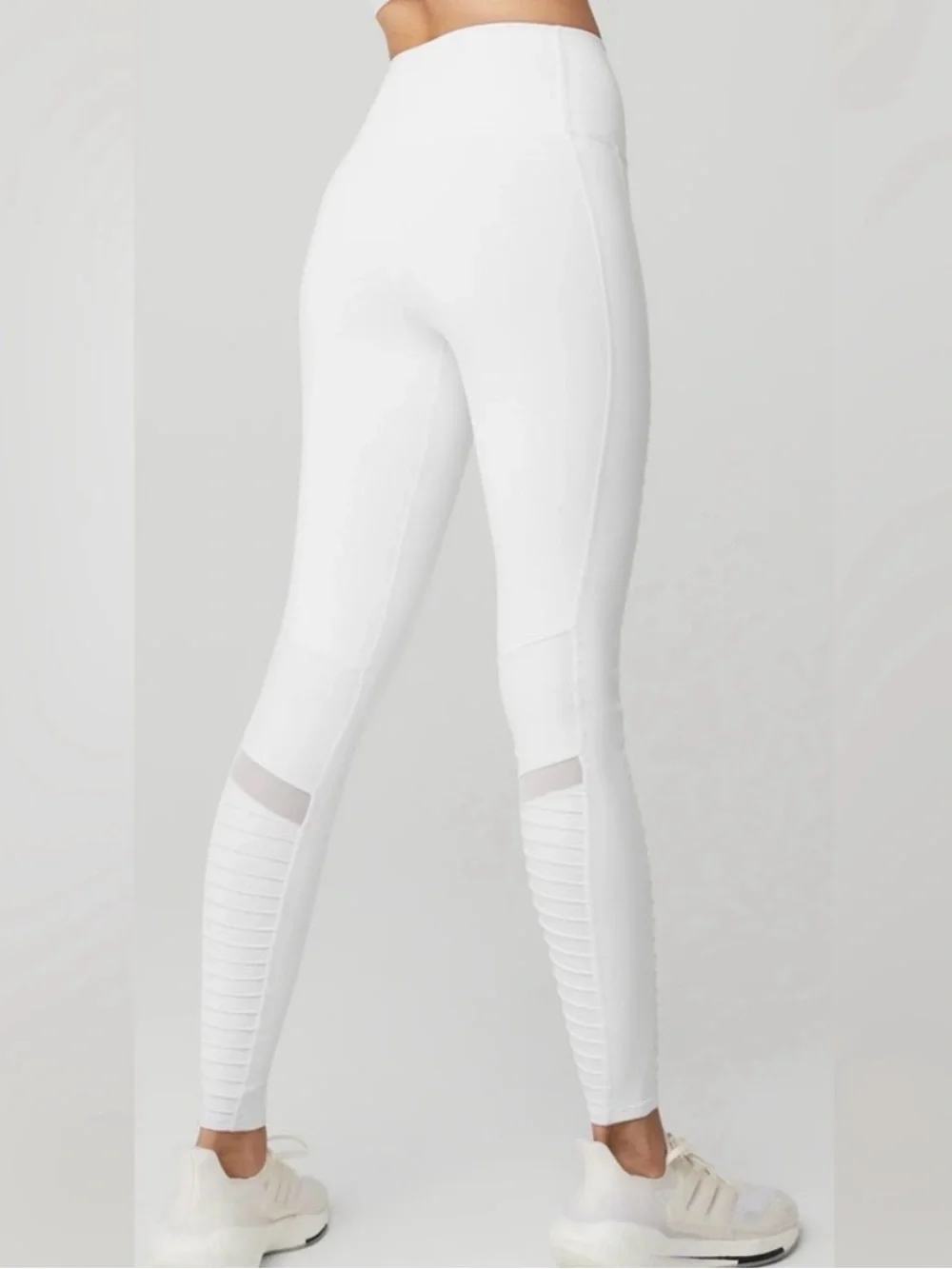 ALO Yoga White High-Waist Ribbed Panel Leggings